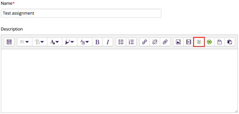 Embed Kaltura Media button at the right in the editor bar