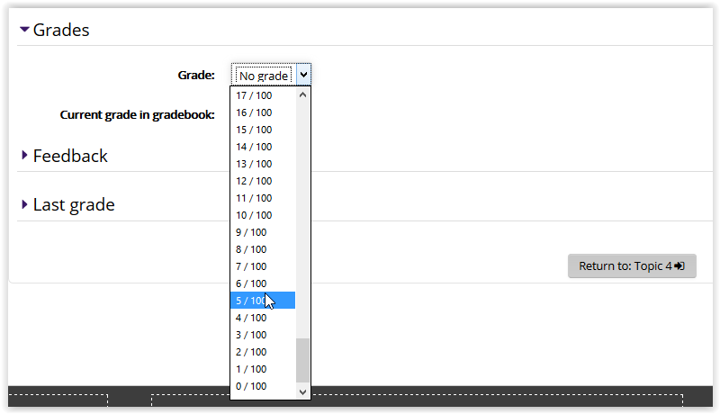 setting the grade on a kaltura assigment submission