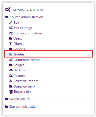 Grade options on the Administration block.