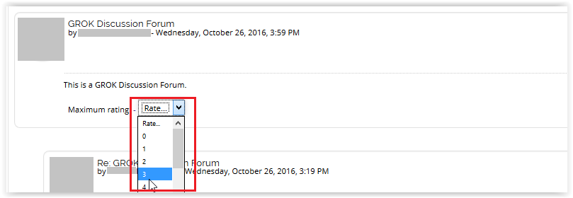 maximum rating function at the bottom of the forum post.