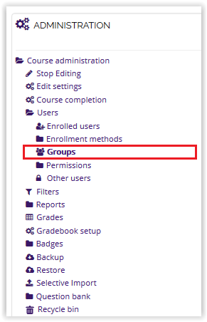 Groups button in the Administration block