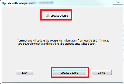Update course button at the bottom