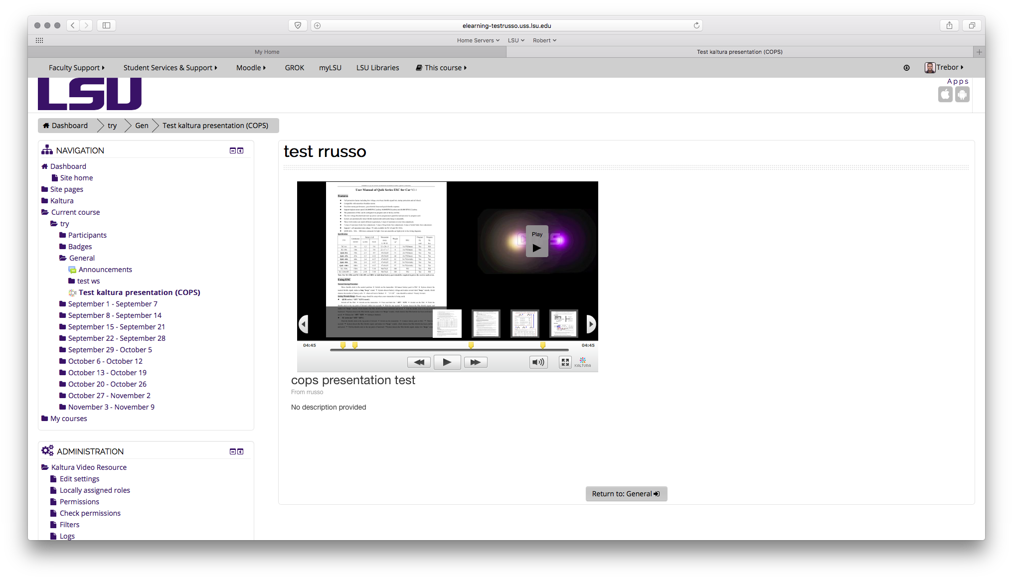 cursor over full screen icon in a Kaltura video