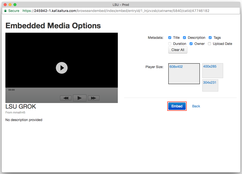 Embed button