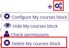 delete my courses block