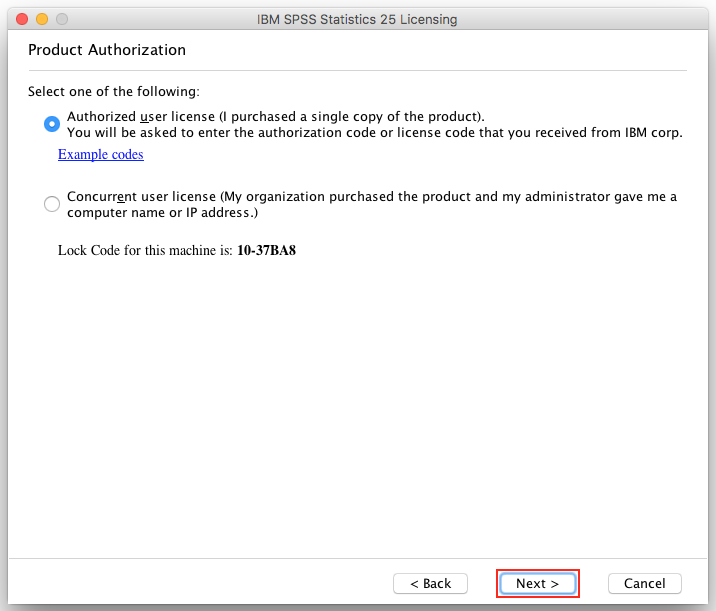 SPSS Licensing Window