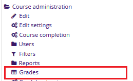 Grades on the administration block on Moodle