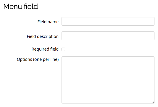 Menu field settings