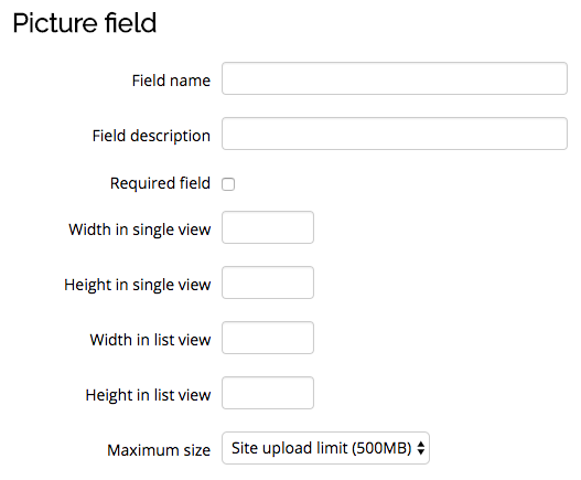 Picture field settings