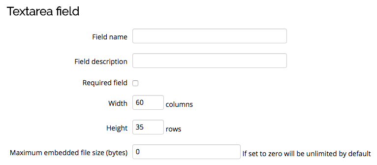 Textarea field settings