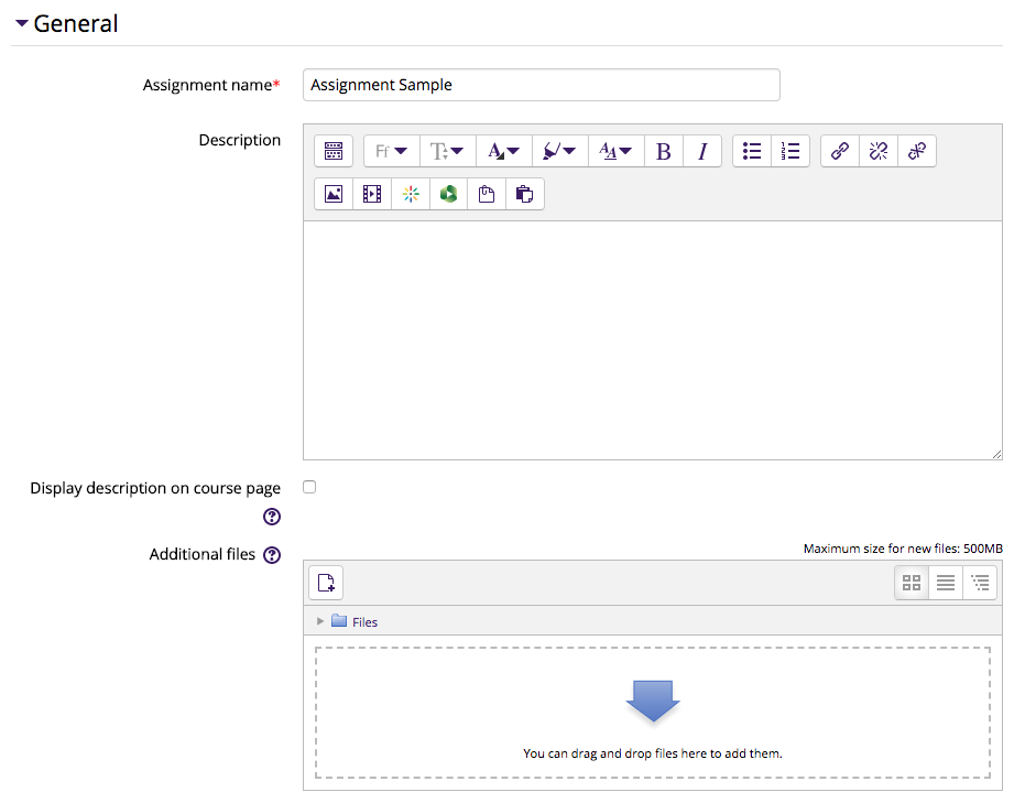 Assignment General settings