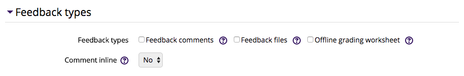 Assignment Feedback Types settings