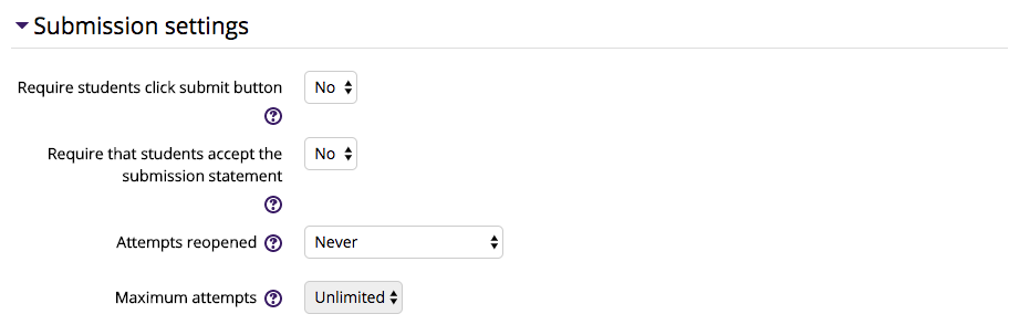 Assignment Submission settings