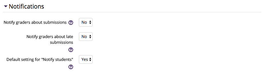 Assignment Notifications settings