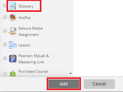 Glossary Button