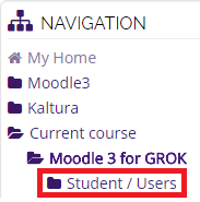 Students/Users under currently selected course