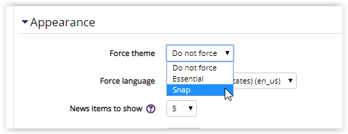 changing the force theme to SNAP