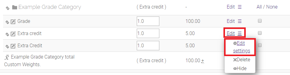 Edit settings button
