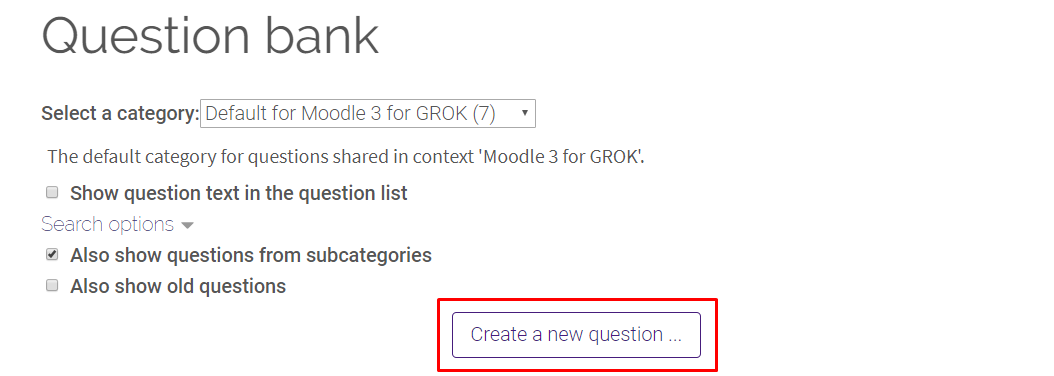 Create a new question button