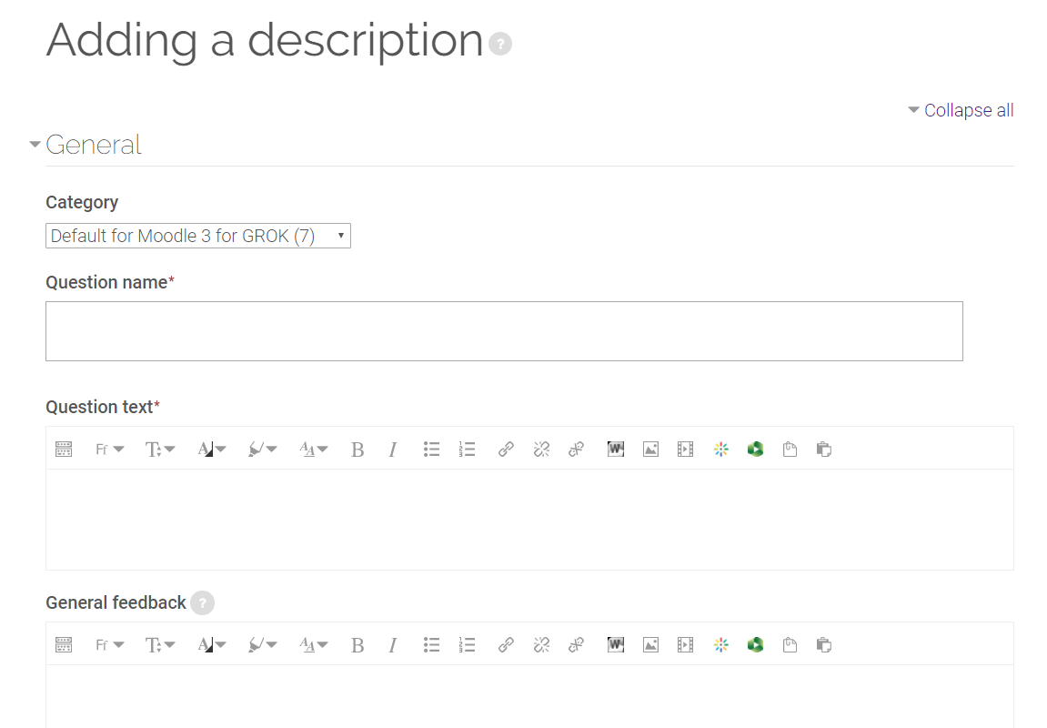 Description general settings