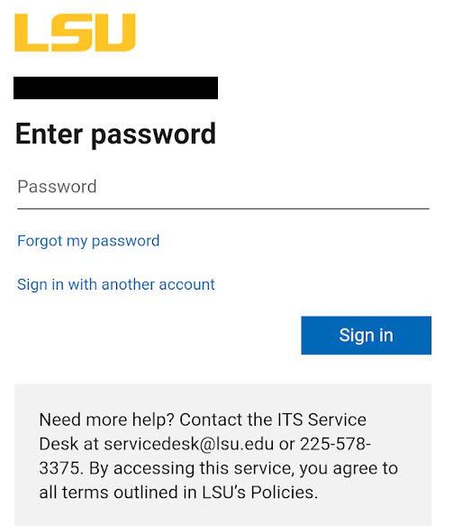MyLSU password entry