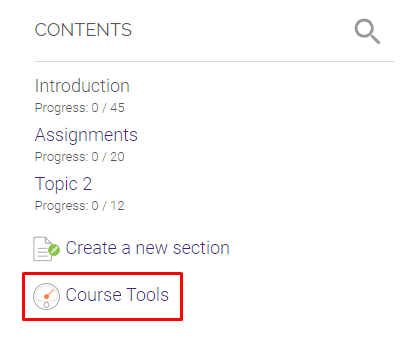 course tools button