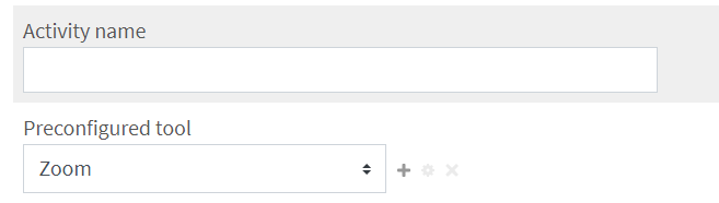 Zoom activity name and preconfigured tool selection