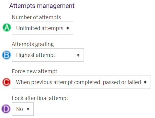 SCORM attempts management