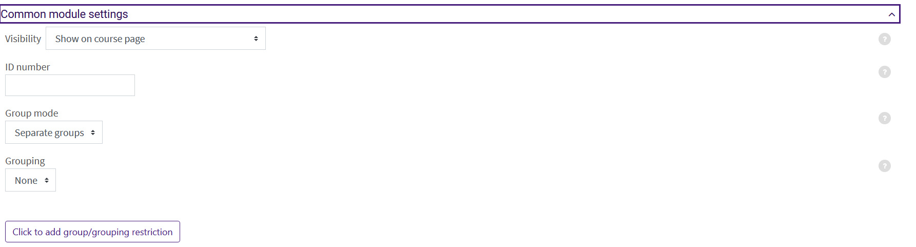 Common Module Settings section