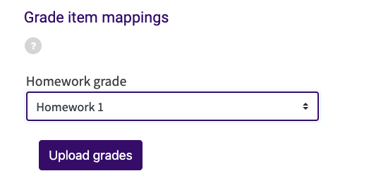 Grade item mappings with Homework grade selected