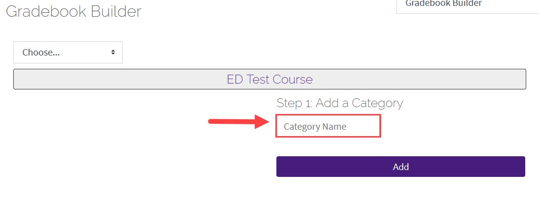 Gradebook Builder category name entry blank