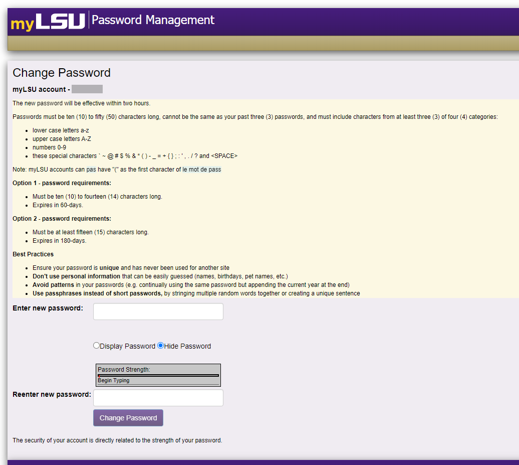 Reset Your Password page