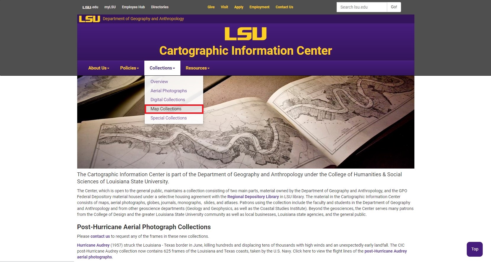 Map collections selection highlighted