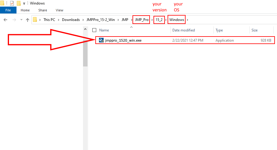 setup file for JMP in file explorer 