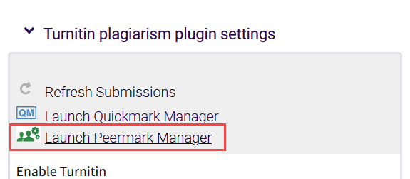 Launch PeerMark Manager option