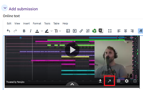 Panopto diagonal arrow button
