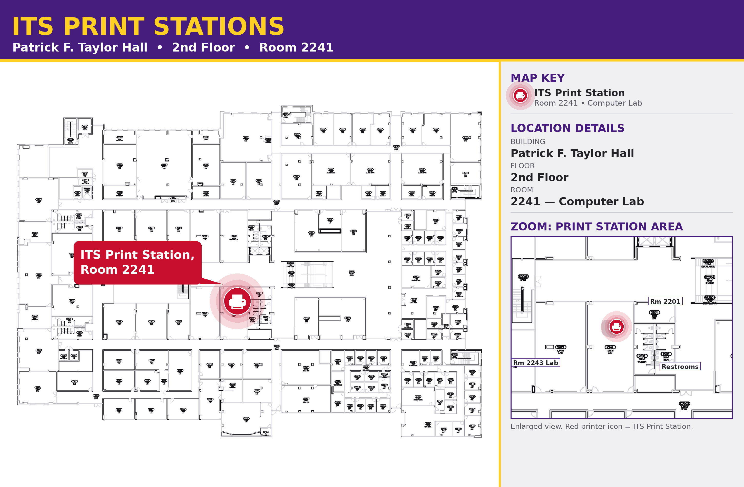 PFT 2nd floor print station map rm 2241