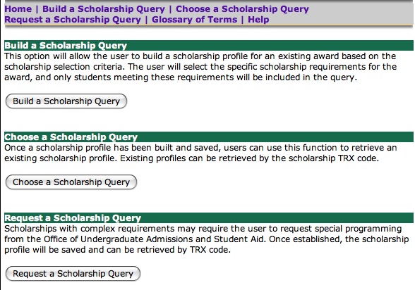 Scholarship Query page